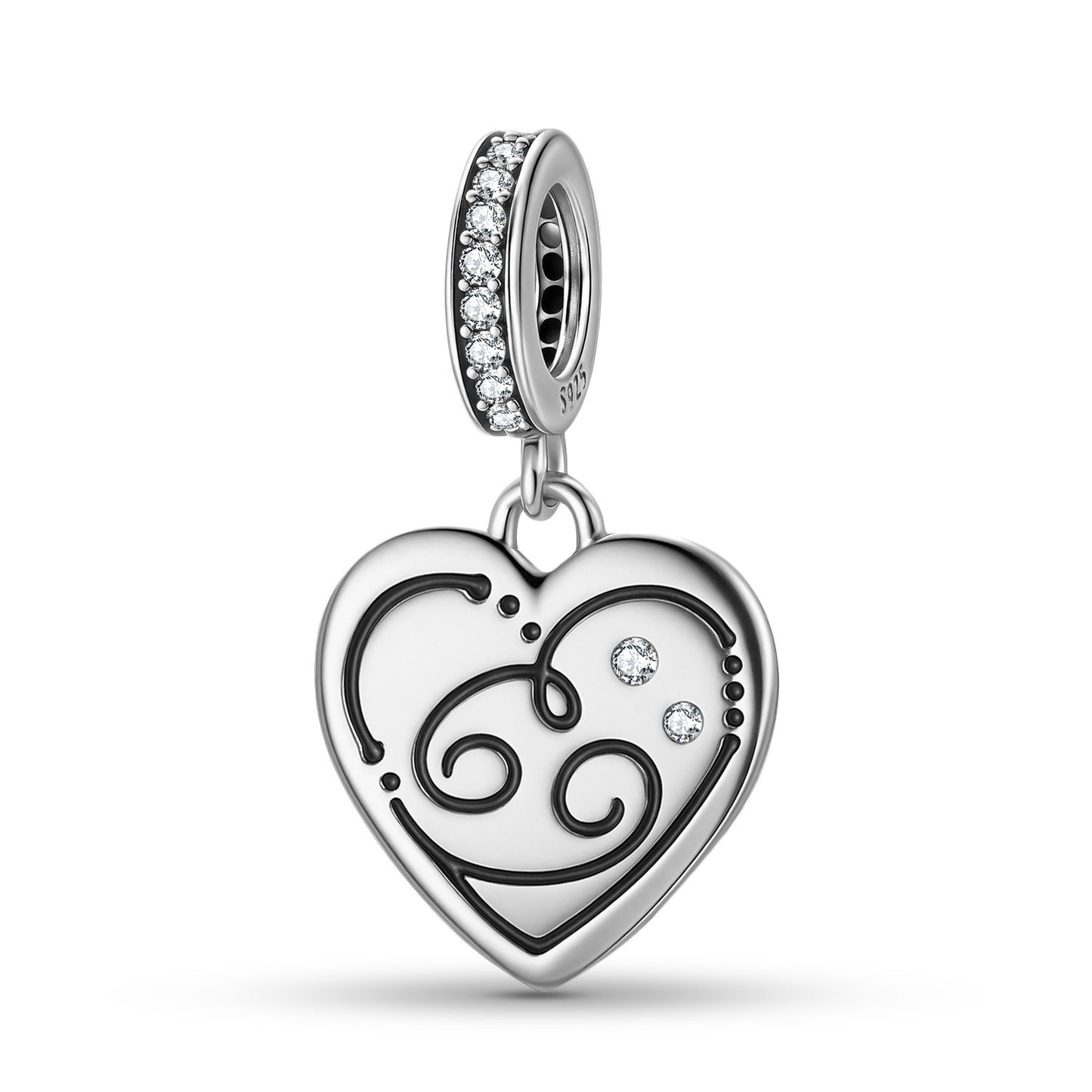 Planderful Jewelry Sterling Silver Heart Shape Zodiac Pendant With Zircon Necklace