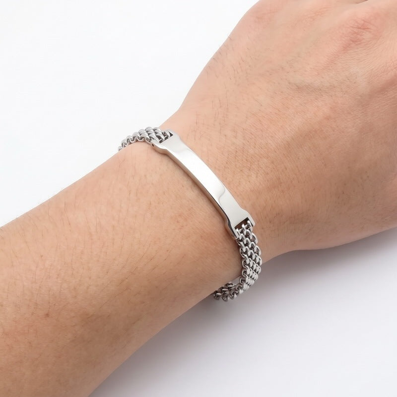 Smooth Curved Bar Mesh Chain Titanium Steel Bracelet Stainless Steel Extension Chain