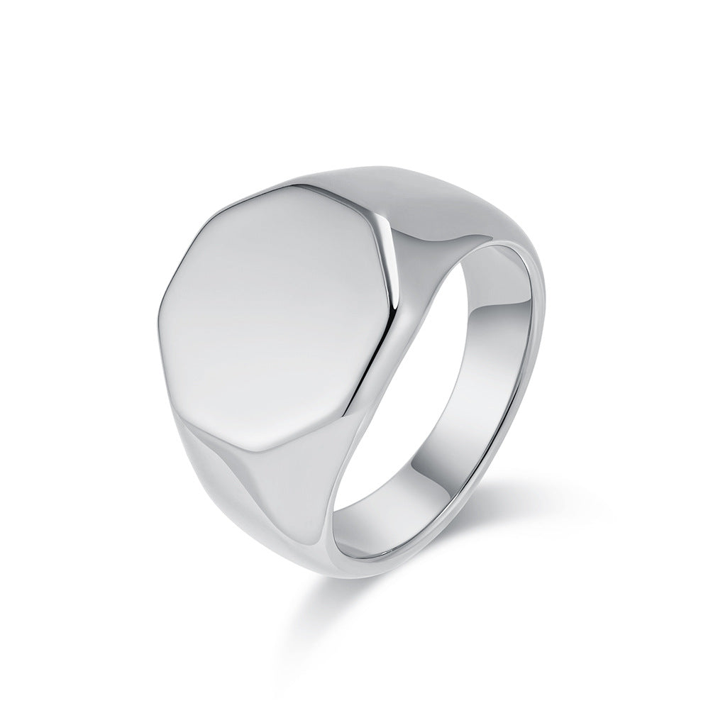 Cold Wind Geometric Six-Sided Titanium Steel Ring for Men
