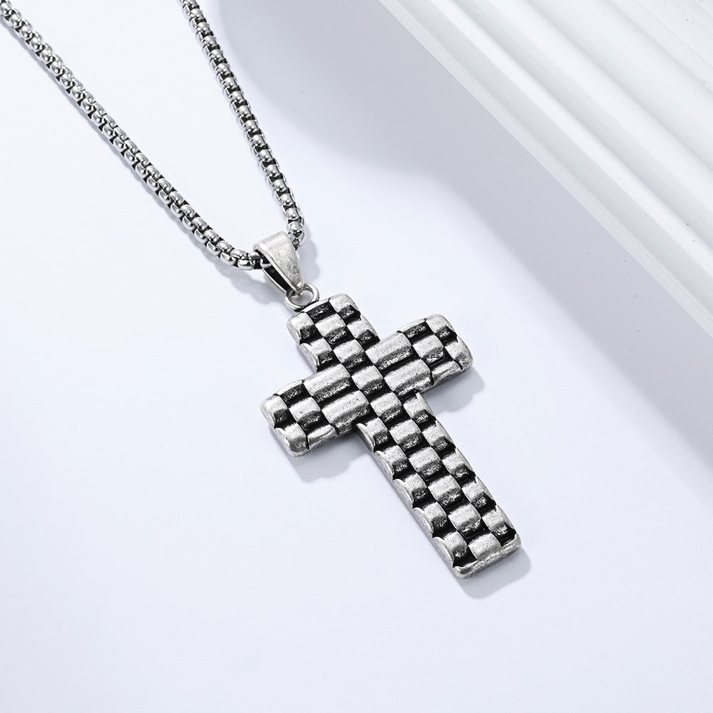Planderful Stainless Steel Cross Necklace For Men Vintage Retro Hipster Style Durable