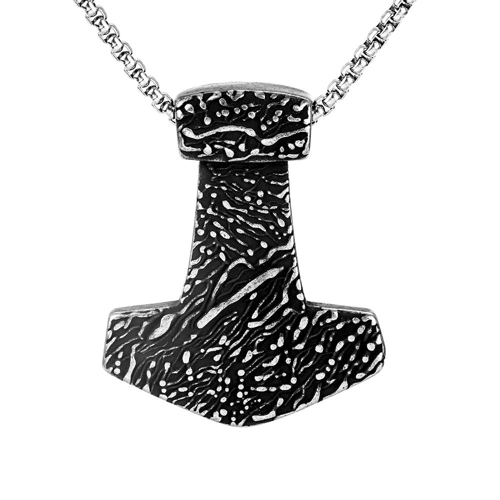 European And American Jewelry Wholesale Titanium Steel Men's Pendant Stainless Steel Necklace Retro Viking Hammer