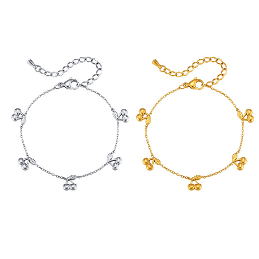 And Women Cherry Sweet Stainless Steel Bracelet