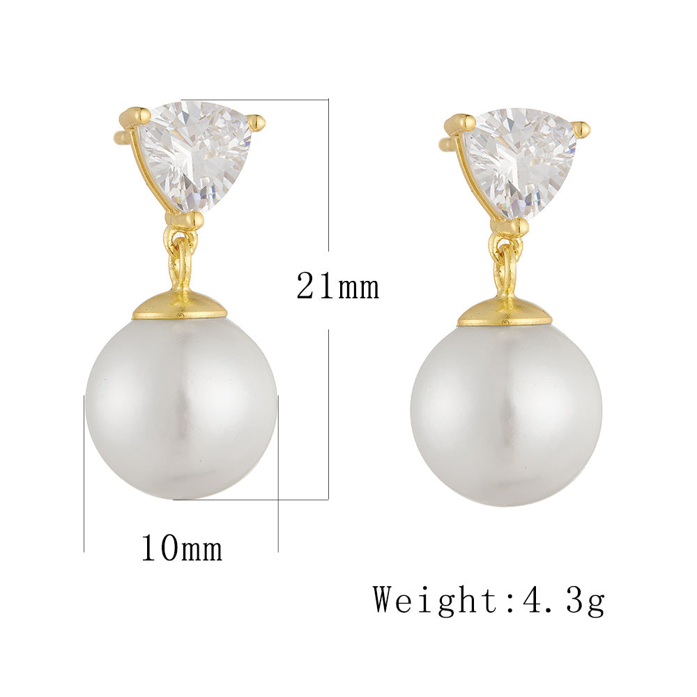Pearl Earrings 925 Sterling Silver Bead Zircon Stud Earrings And Ear Jewelry
