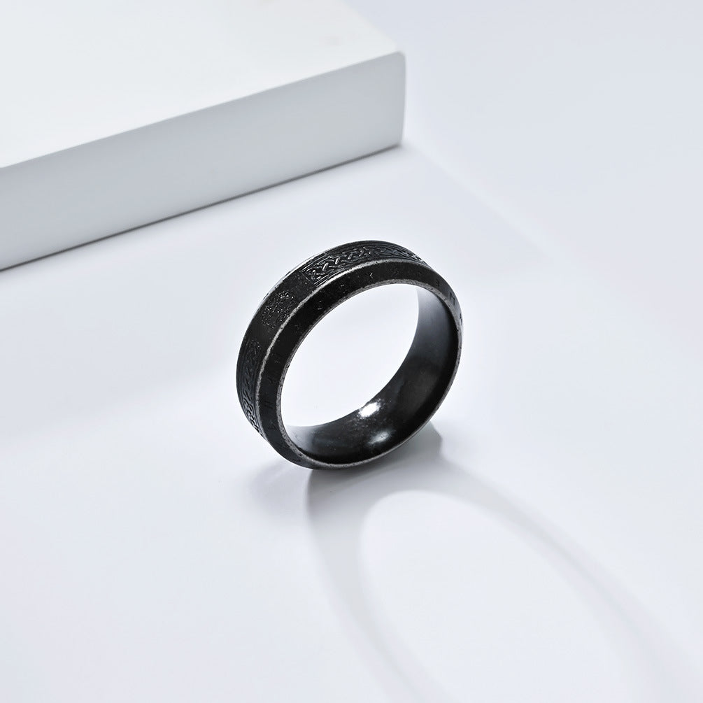 Planderful Titanium Steel Ring For Men Tree Of Life Nordic Celtic Viking Text Durable Retro Jewelry