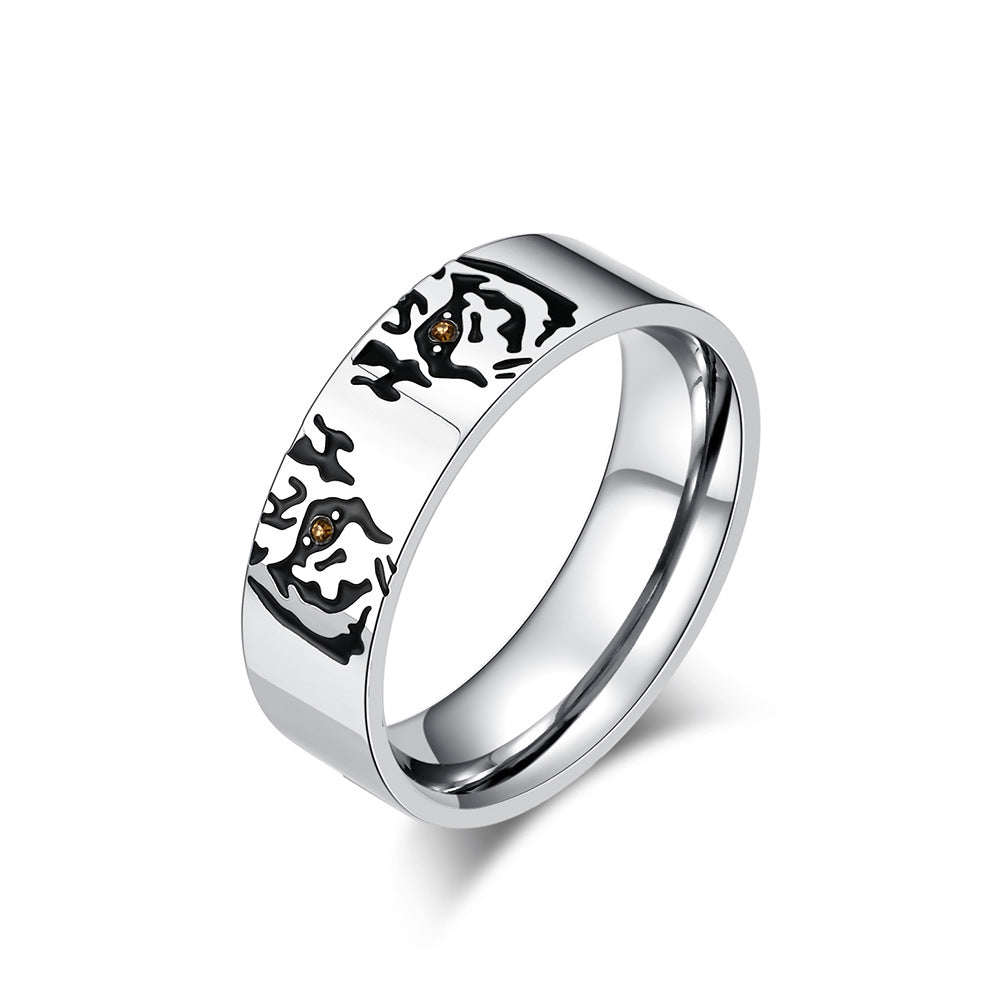 Planderful Everyday Genie Steel Ring Unisex Minimalist Stick Figure Animal Design Sizes To 12