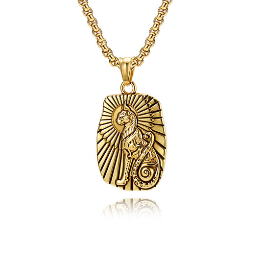 Planderful Everyday Genie Egyptian Cat God Necklace For Men Titanium Steel Pendant Timeless Iconic Fashion Accessory