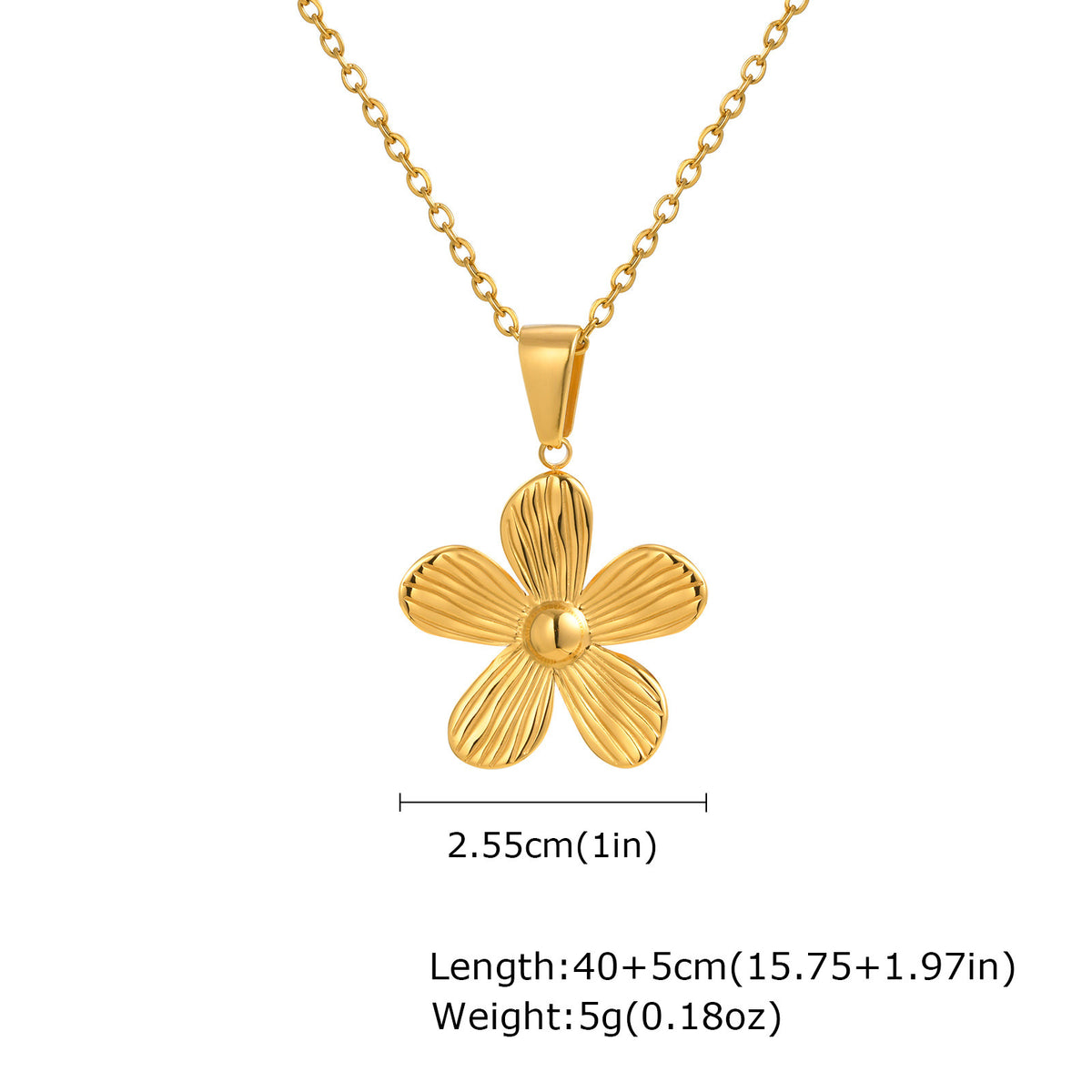 Flower Geometric Gold-Plated Stainless Steel Necklace