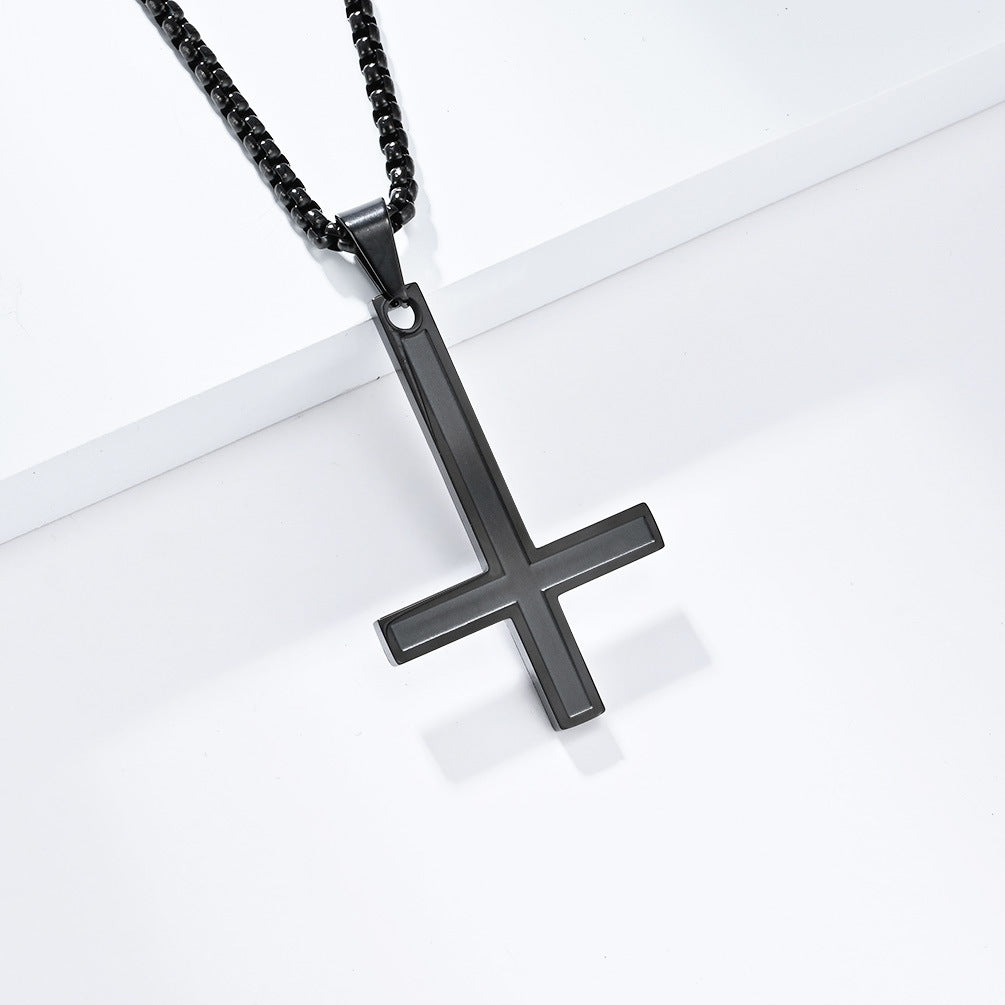 Steel Necklace – Vintage Inverted Cross Pendant