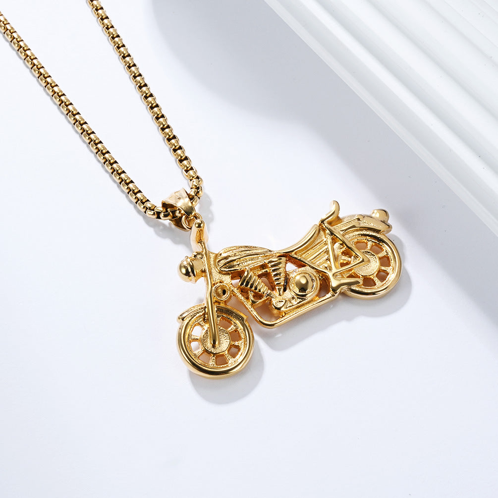 Planderful Titanium Steel Necklace For Men Retro Locomotive Pendant Urban Punk Style