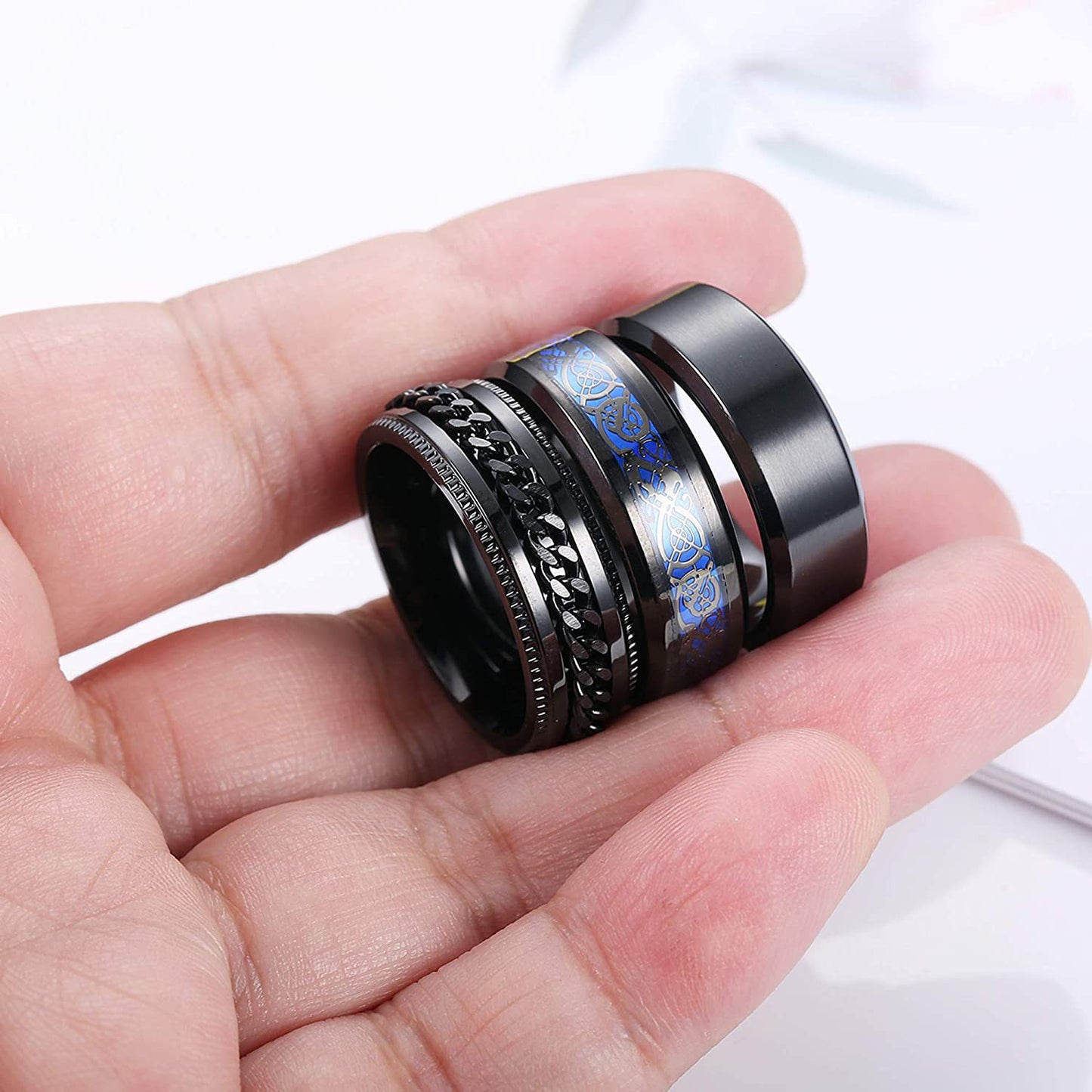 Rotatable Black Titanium Steel Ring for Men - European & American Design