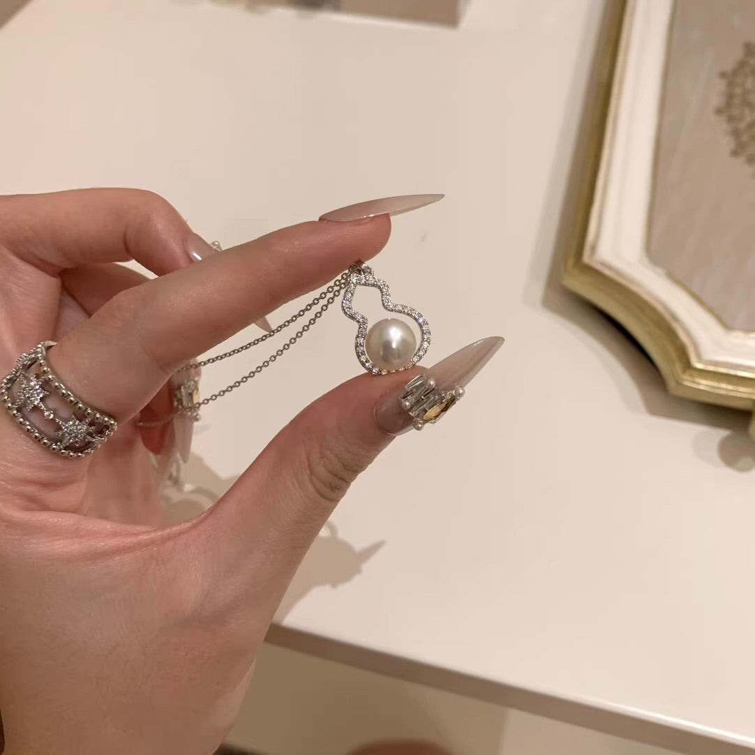 Planderful Sterling Silver Pearl Blessing Gourd Necklace For Women Elegant Light Luxury Gift