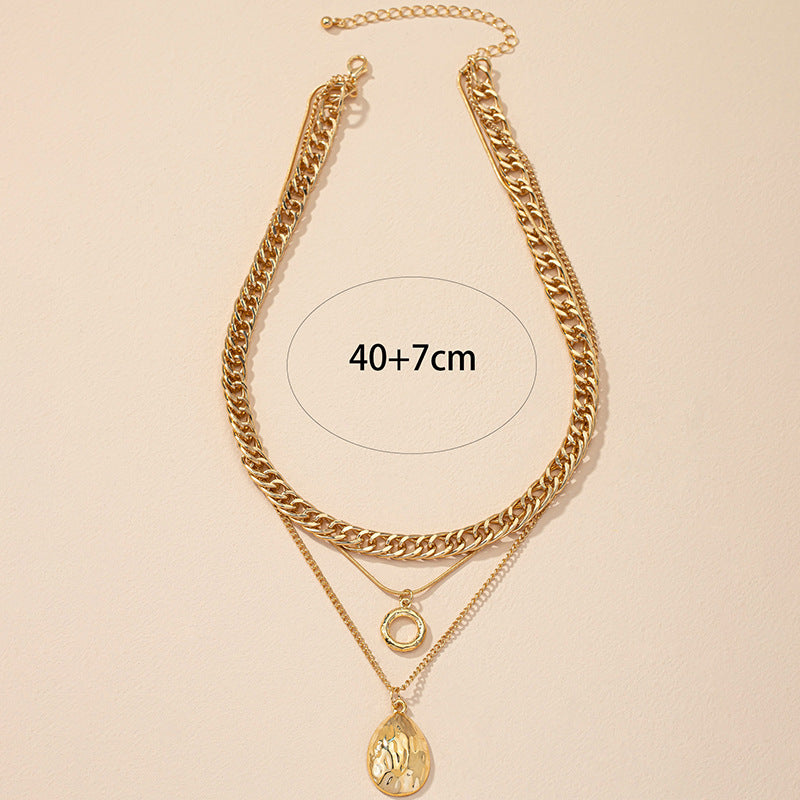 3-Layer Stacked Thick Chain Necklace with Hip-Hop Vibe for Women