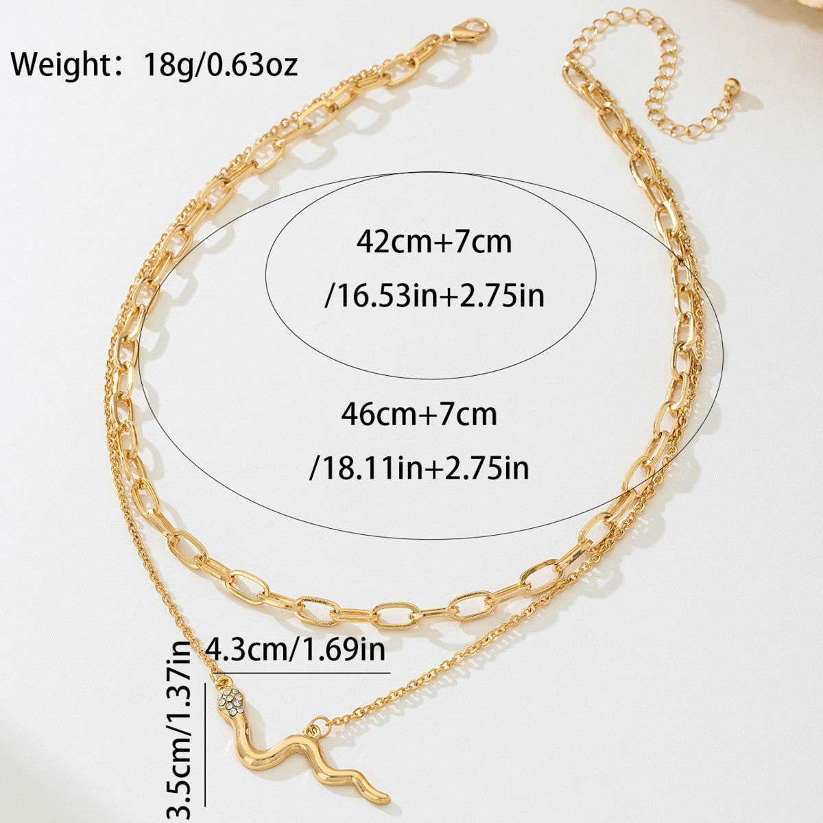 Planderful Vienna Verve Double-Layer Snake Necklace – Trendy European and American Fashion