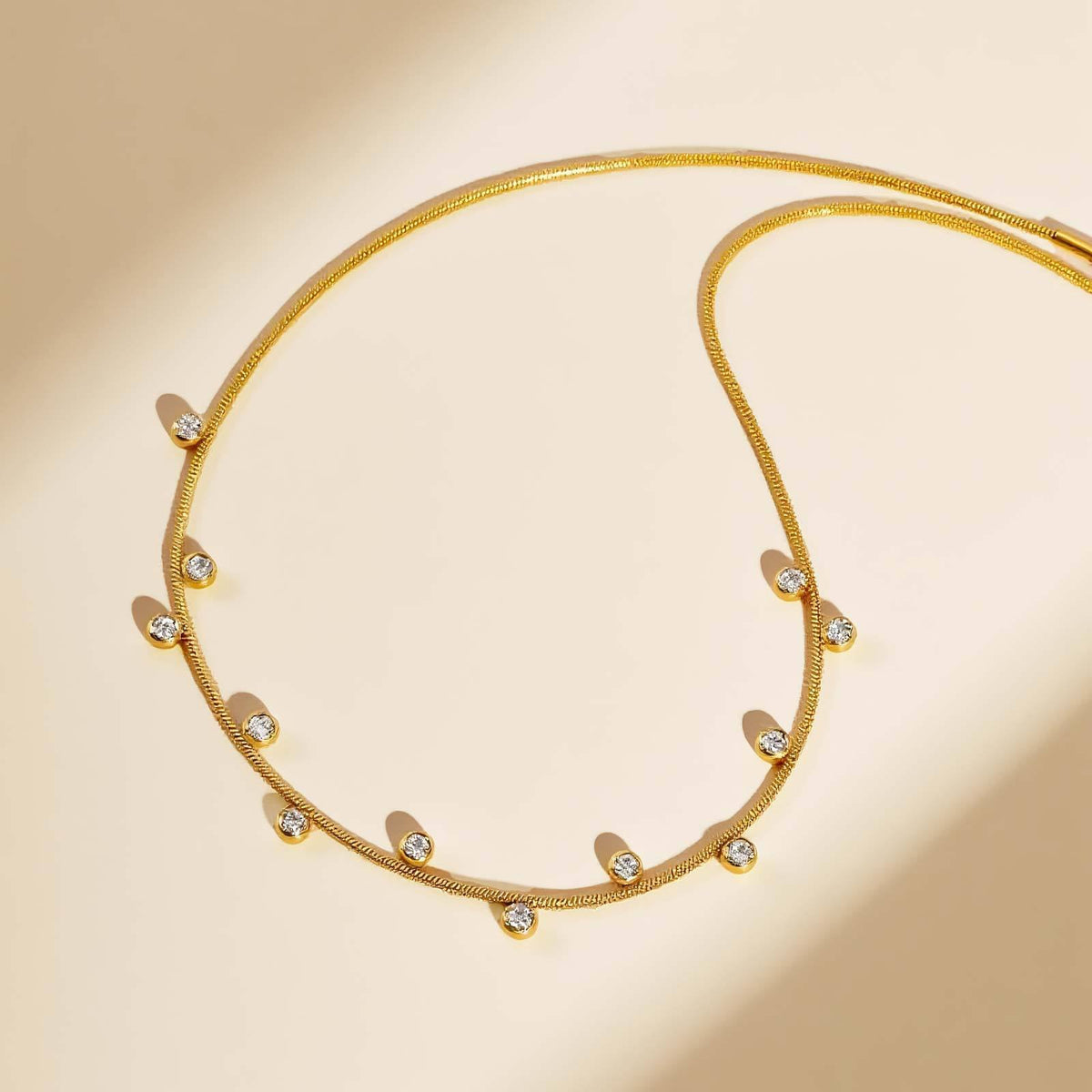 Gold Zircon Station Necklace
