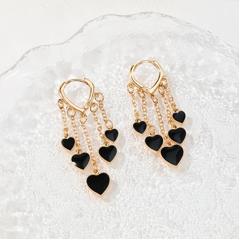 Heartfelt Amazon Love Tassel Earrings - Elegant Wholesale Heart-Shaped Women's Jewelry