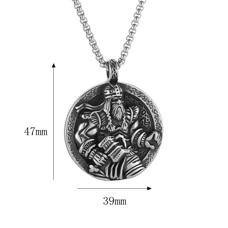 Odin Viking Pendant Necklace Stainless Steel Polished Vintage Gold Plated By Planderful Everyday Genie