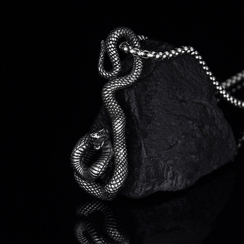 Titanium Steel Necklace – Statement Snake Chain For Men Handmade Casting Everyday Gift