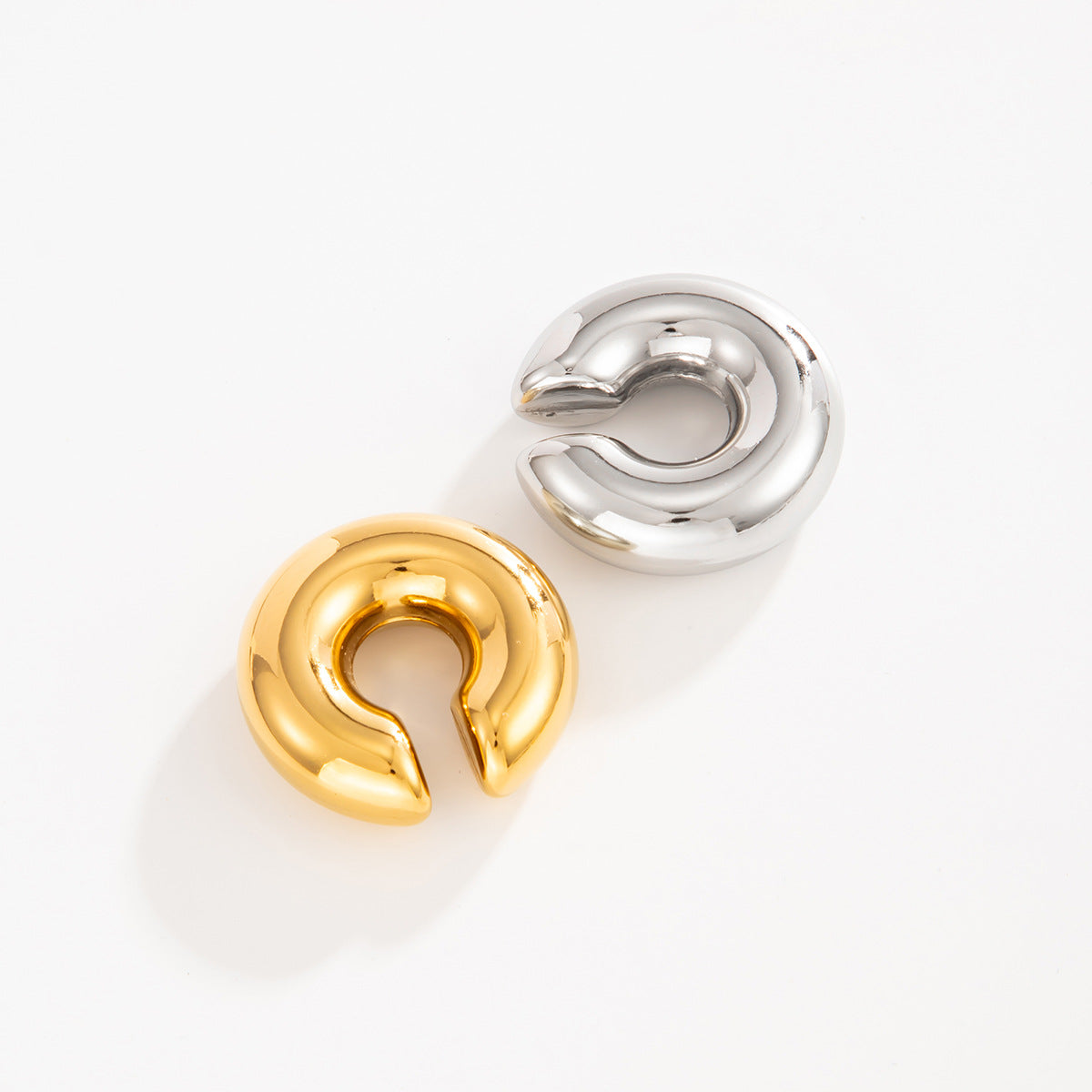 Stainless Steel Geometric Ear Clips by Planderful Vienna Verve Minimalist Piercing Free Earrings for Women
