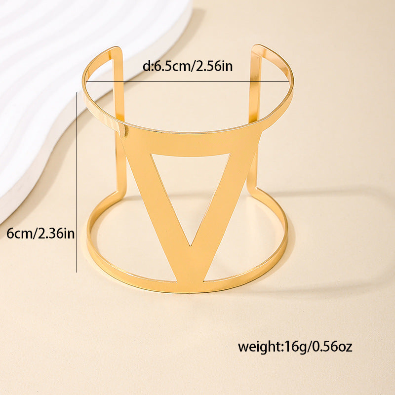 Exaggerated Geometric Triangle Wide Face Bracelet - Vienna Verve Collection