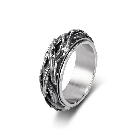 Braided Spinner Vintage Stainless Steel Ring for Men