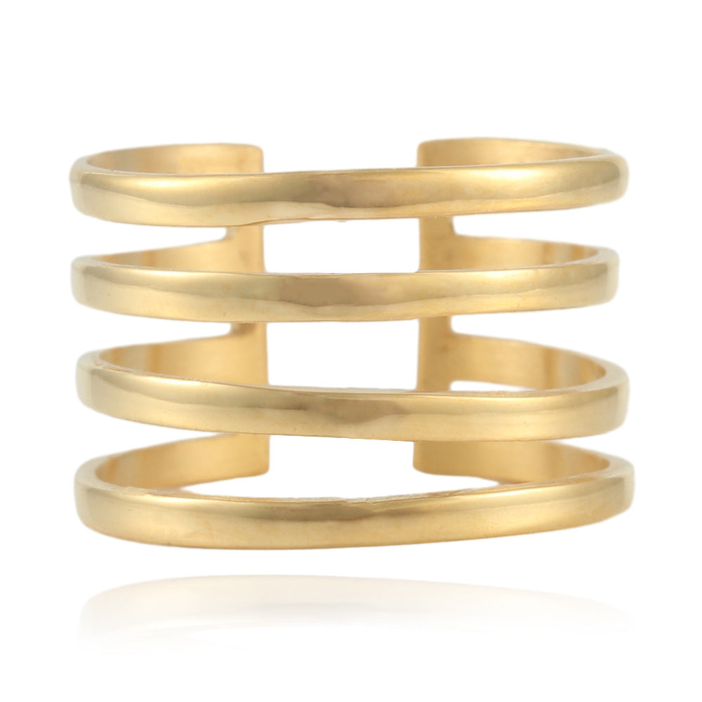 Titanium Steel Hollow Multi-Layer Fashion Ring for Women and Men - Versatile Trendy Accessory