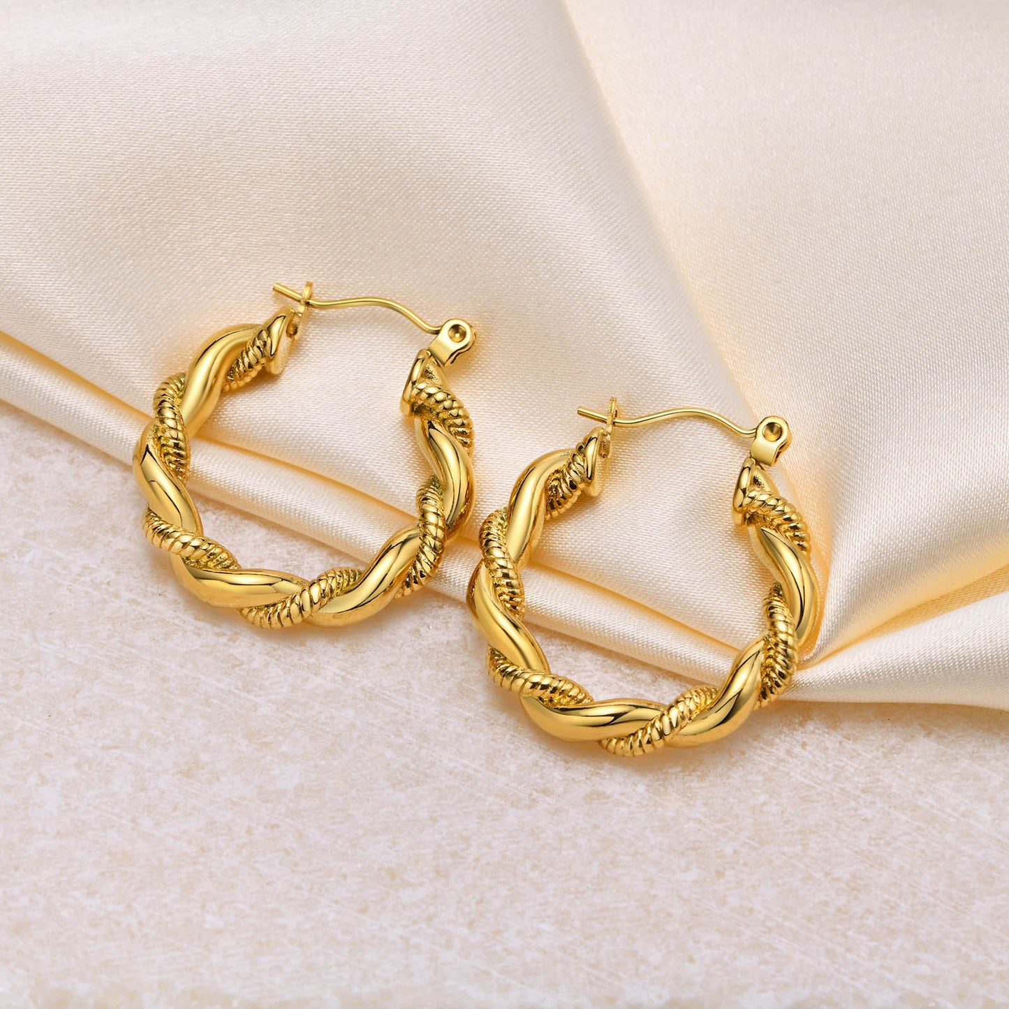 Stainless Steel Women's Twist Earrings Gold European American