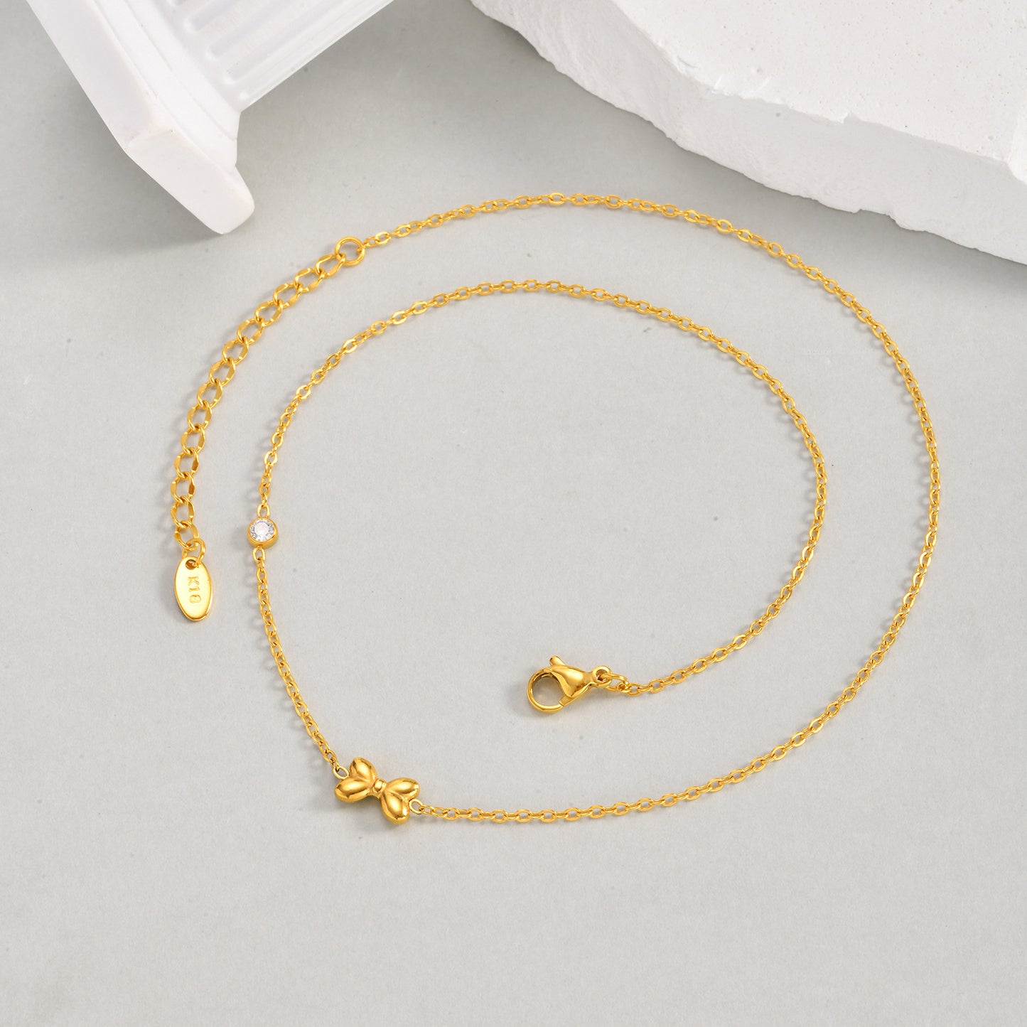 Style Women's – Stainless Steel Flat Cross Chain Zircon Heart Butterfly Necklace