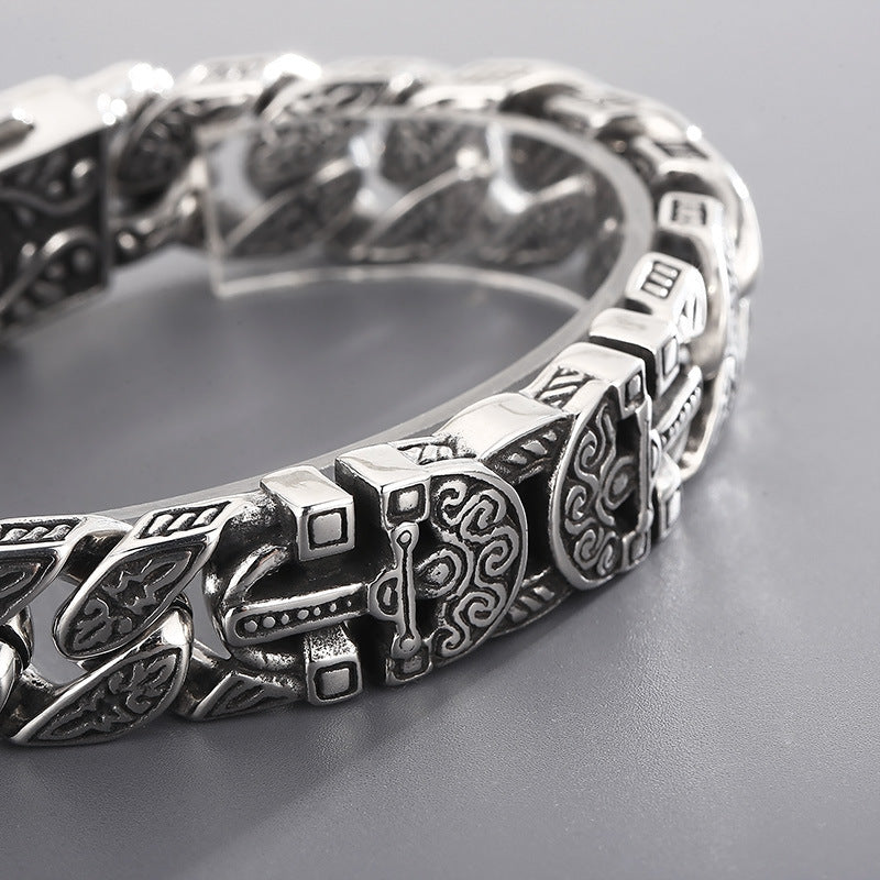 Punk Pattern Bracelet – Antique Casting Pharaoh Ancient Egyptian Cross Titanium Steel Men's