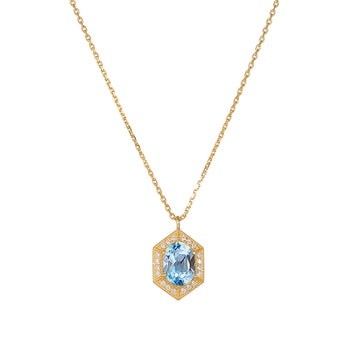 Geometric Retro Natural Sky Blue Topaz Sterling Silver Necklace Sense