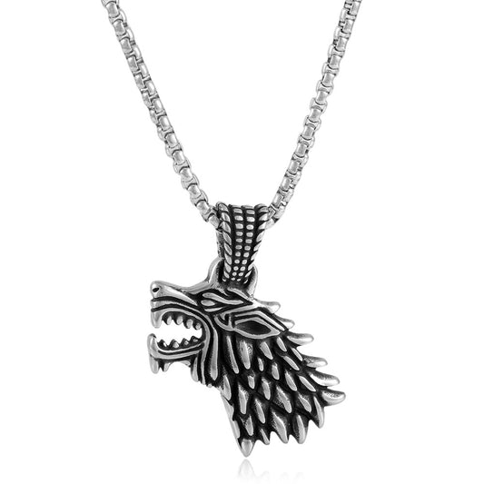 European And American Stainless Steel Wolf Pendant Necklace