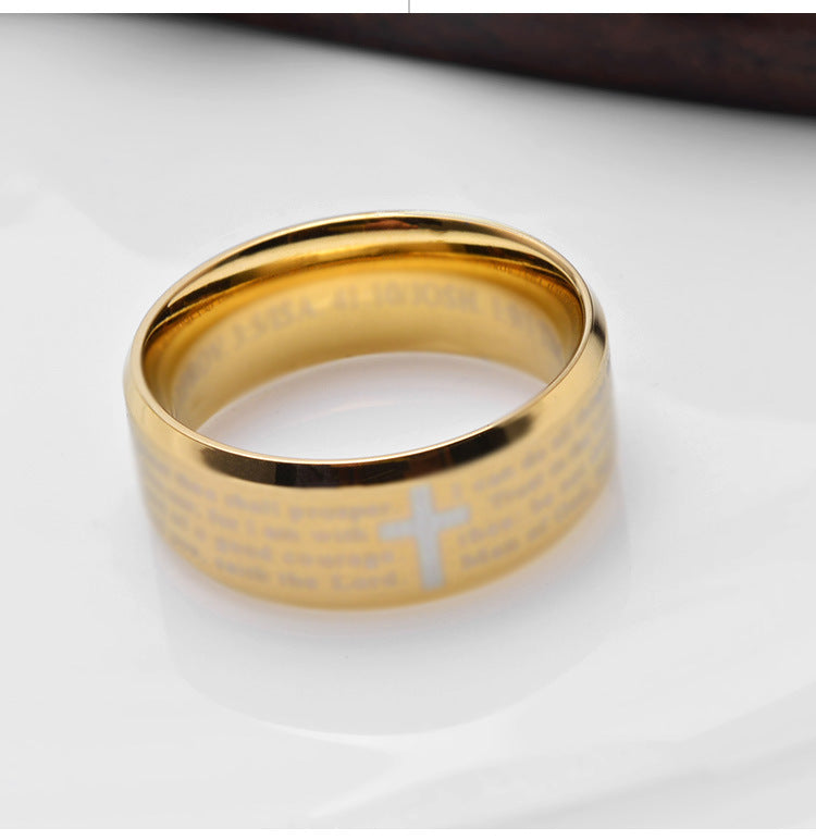 Steel Ring - Elegant Cross Scripture Jewelry For Everyday Wear And Blessing Gift Idea