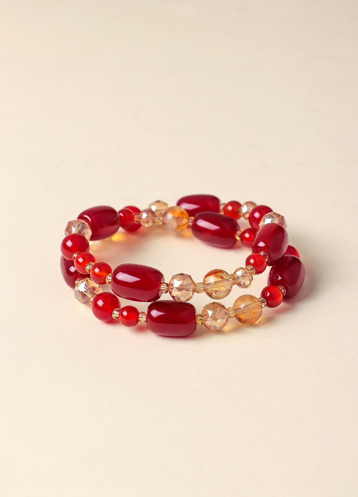 Agate Crystal Barrel Bead Bracelet