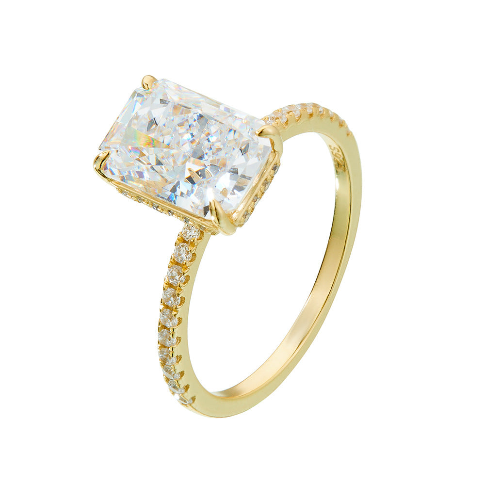 925 Sterling Silver 7 10mm Ice Flower Cut High Carbon Zircon Ring