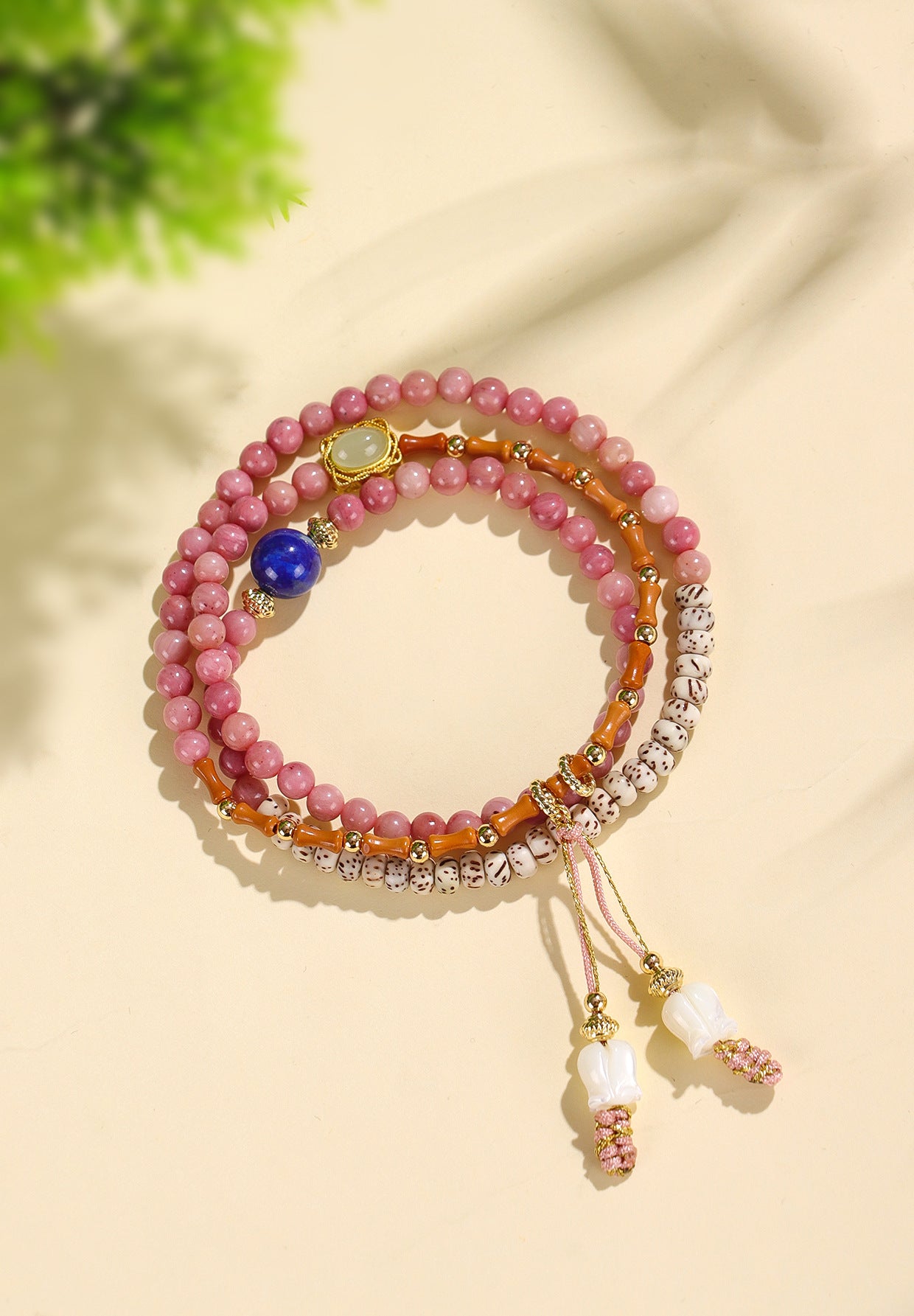 Planderful Fortune's Favor Bracelet – Elegant Chinese Rose Stone Design