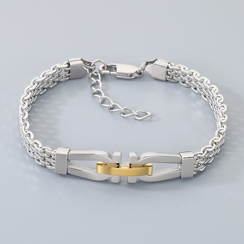 Style Adjustable Day Buckle Woven Bracelet – Daily Stainless Steel Cross Chain Men's