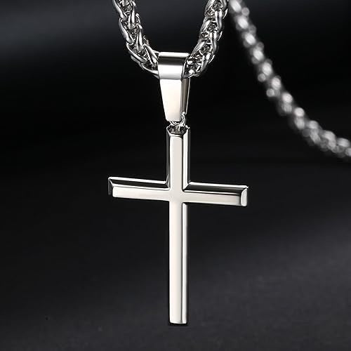 Planderful Everyday Genie Cross Pendant Necklace For Men Stainless Steel Hip Hop Style Jewelry