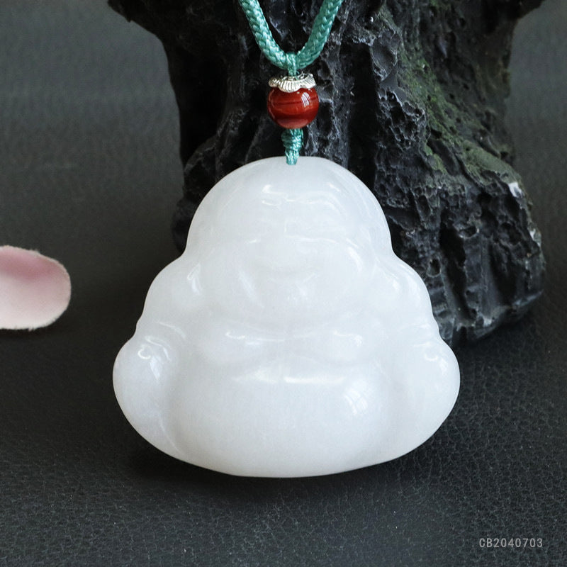 Golden Silk Jade Buddha Pendant