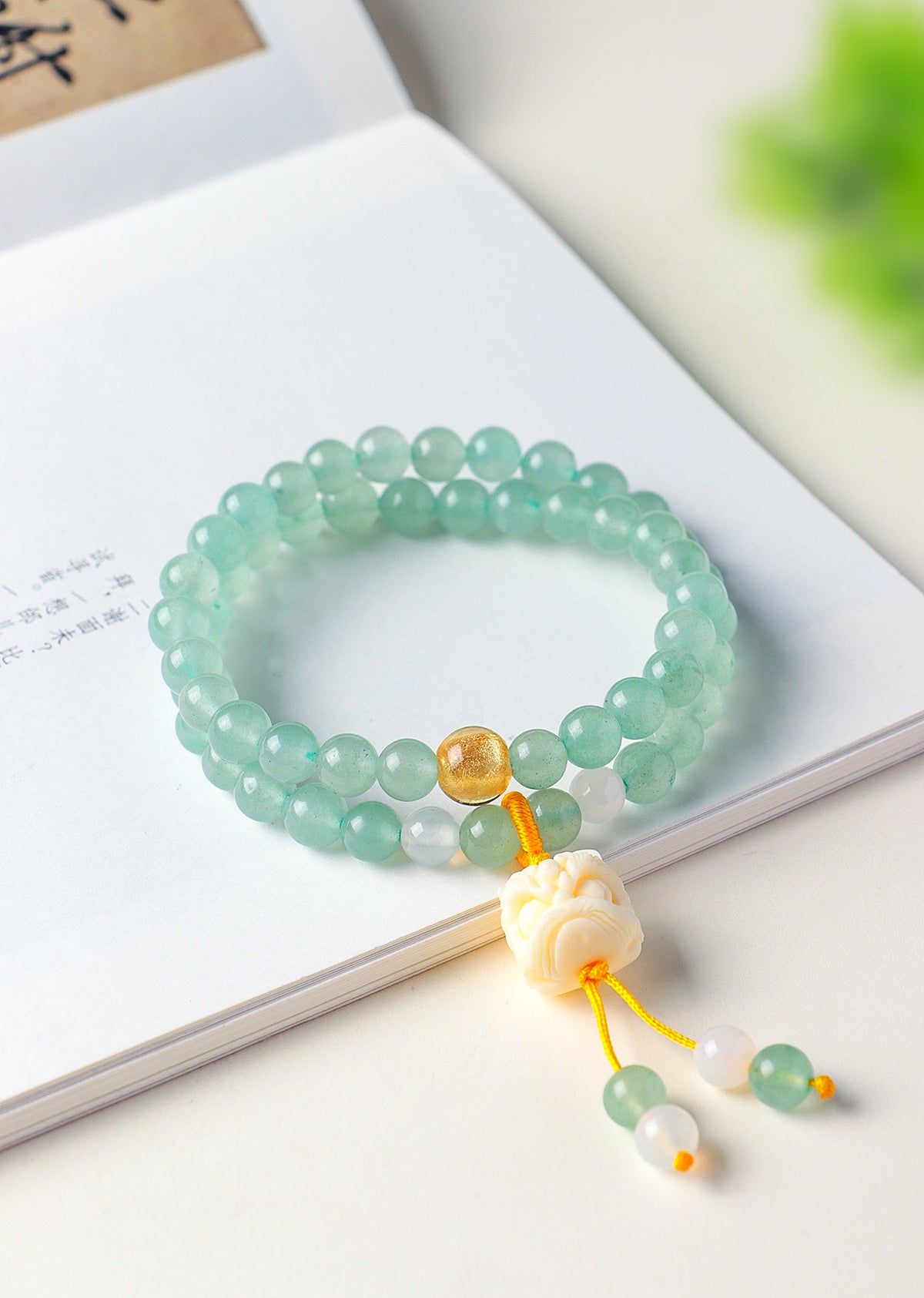 6 mm Aventurine Double-Wrap Lion Bracelet