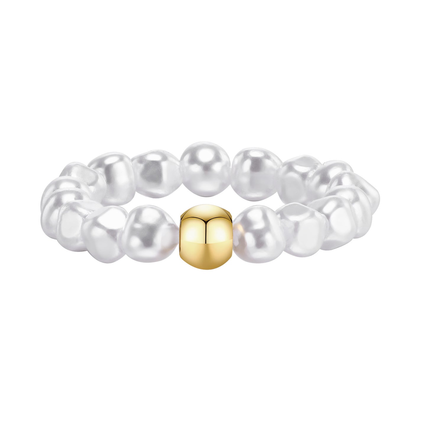 Stainless Steel Plated 18k Gold Irregular Pearl Jewelry Ring