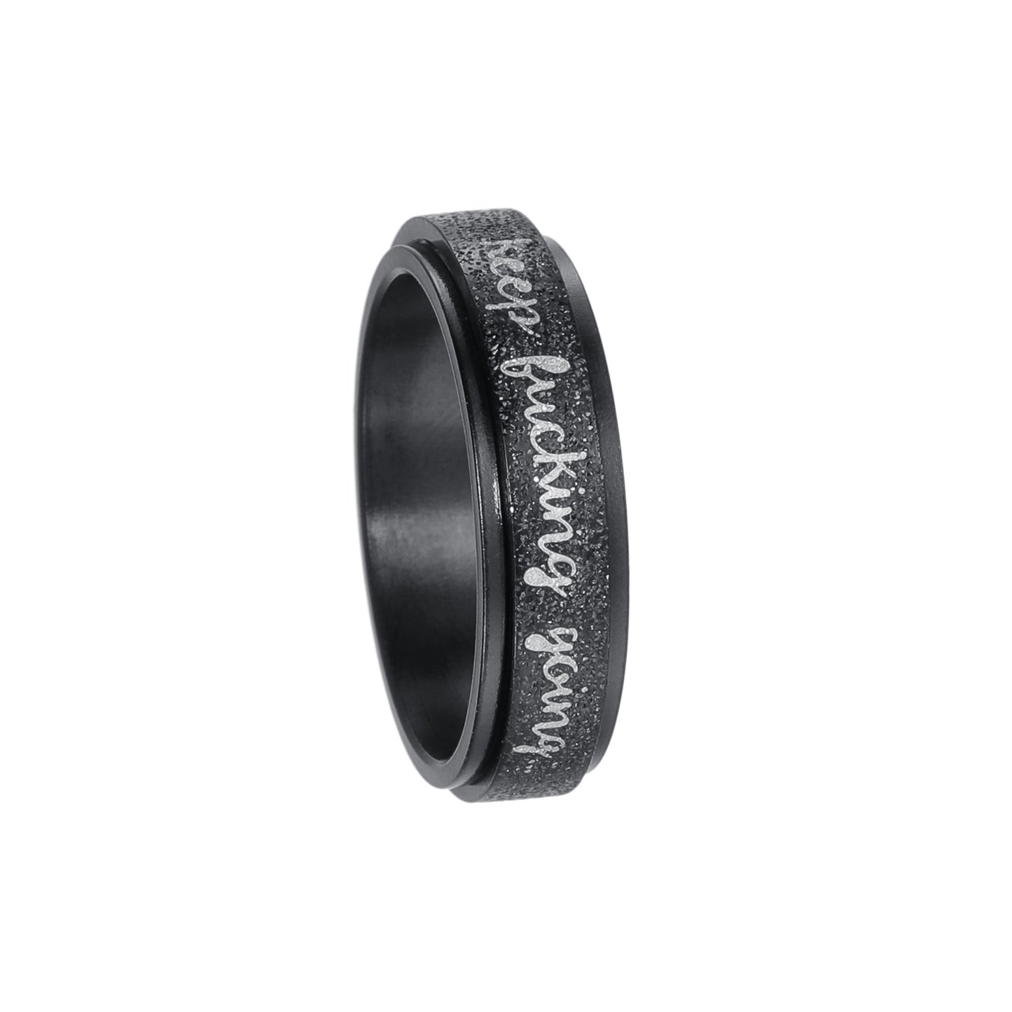 Planderful Collection Everyday Genie Rotatable Pearl Sand Titanium Steel Ring Unisex Durable For Men Women