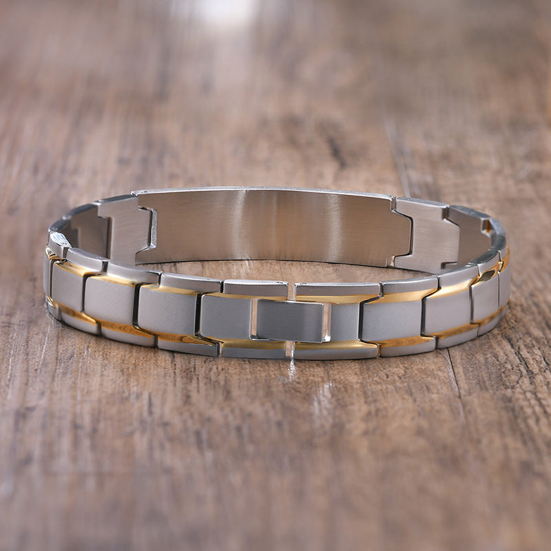 Planderful Mens Titanium Brushed Curved Bracelet Genie