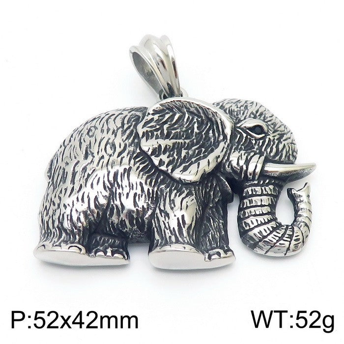 Retro Zircon Mascot Pendant, Classic Elephant Pendant Men Necklace