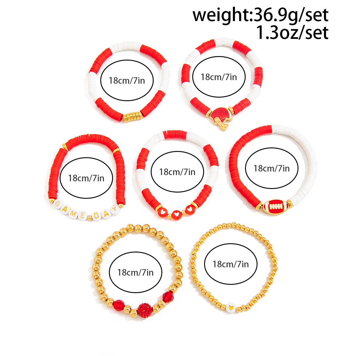 Planderful Football Bracelet Set Vienna Verve Game Day Jewelry For Women Bold Colorful Drip Statement