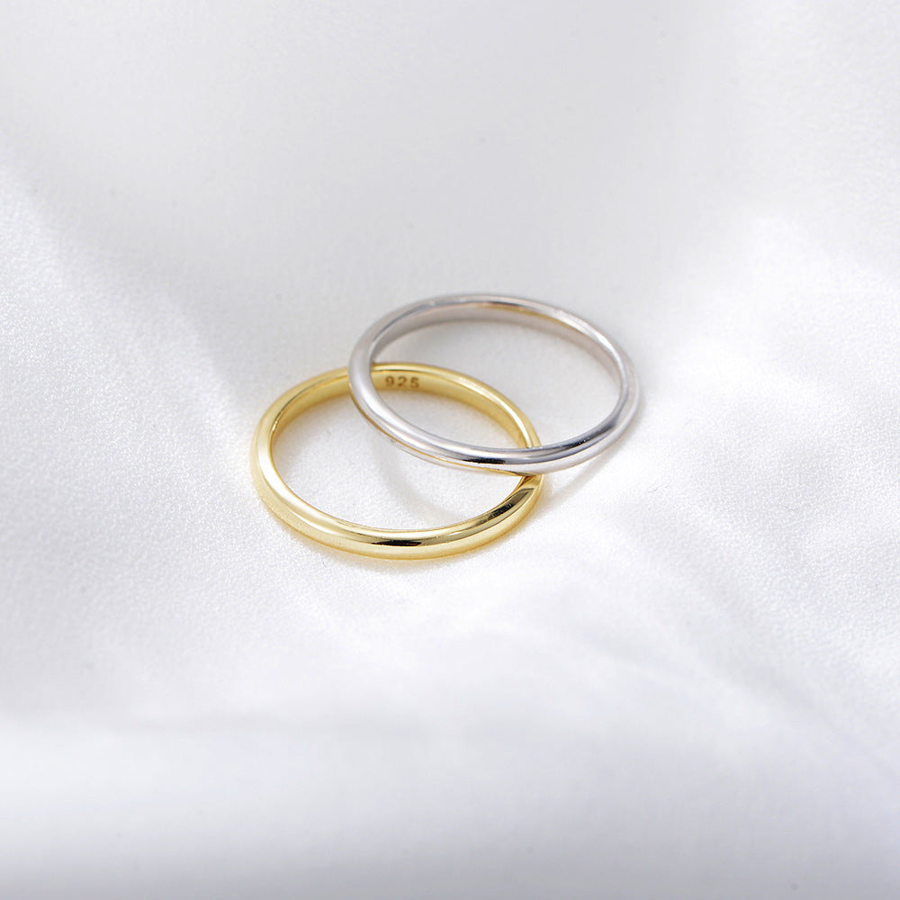 Plain Ring, Sterling Silver Plated 14k Gold, Korean Minimalist Fine Tail Ring, Smooth