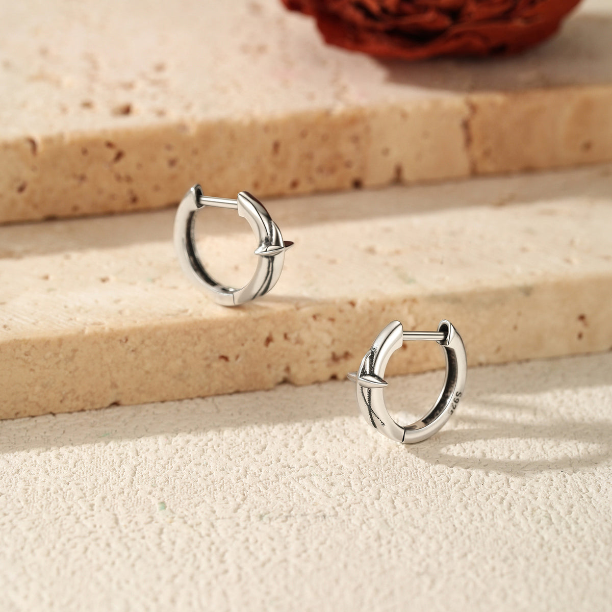 925 Sterling Silver Cross Hoop Earrings