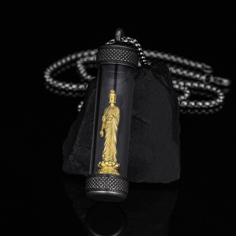 Steel Necklace – Elegant Chinese Mantra Pendant
