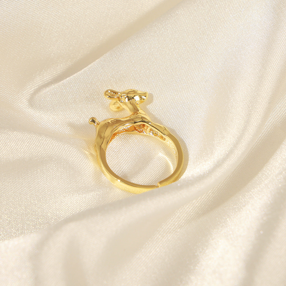Copper Deer Open Ring - Stylish Medieval-inspired Jewelry for Women