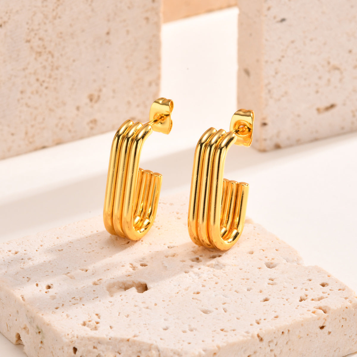 Modern Gold-Tone Stainless Steel Earrings