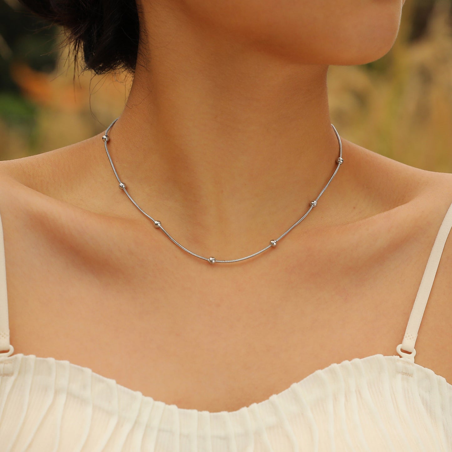 Necklaces Stainless Steel Round Bead Spacer Women's Necklace Bracelet