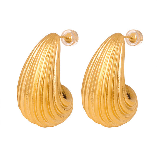 Geometric Texture Titanium Gold Earrings for Women by Planderful - Everyday Genie Collection